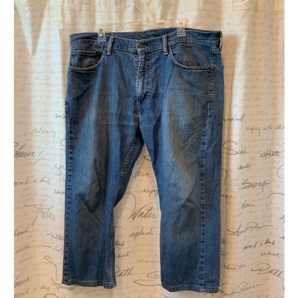 Levi's 505 Regular Fit Blue Jeans Mens 36x30 Frayed Hem Denim